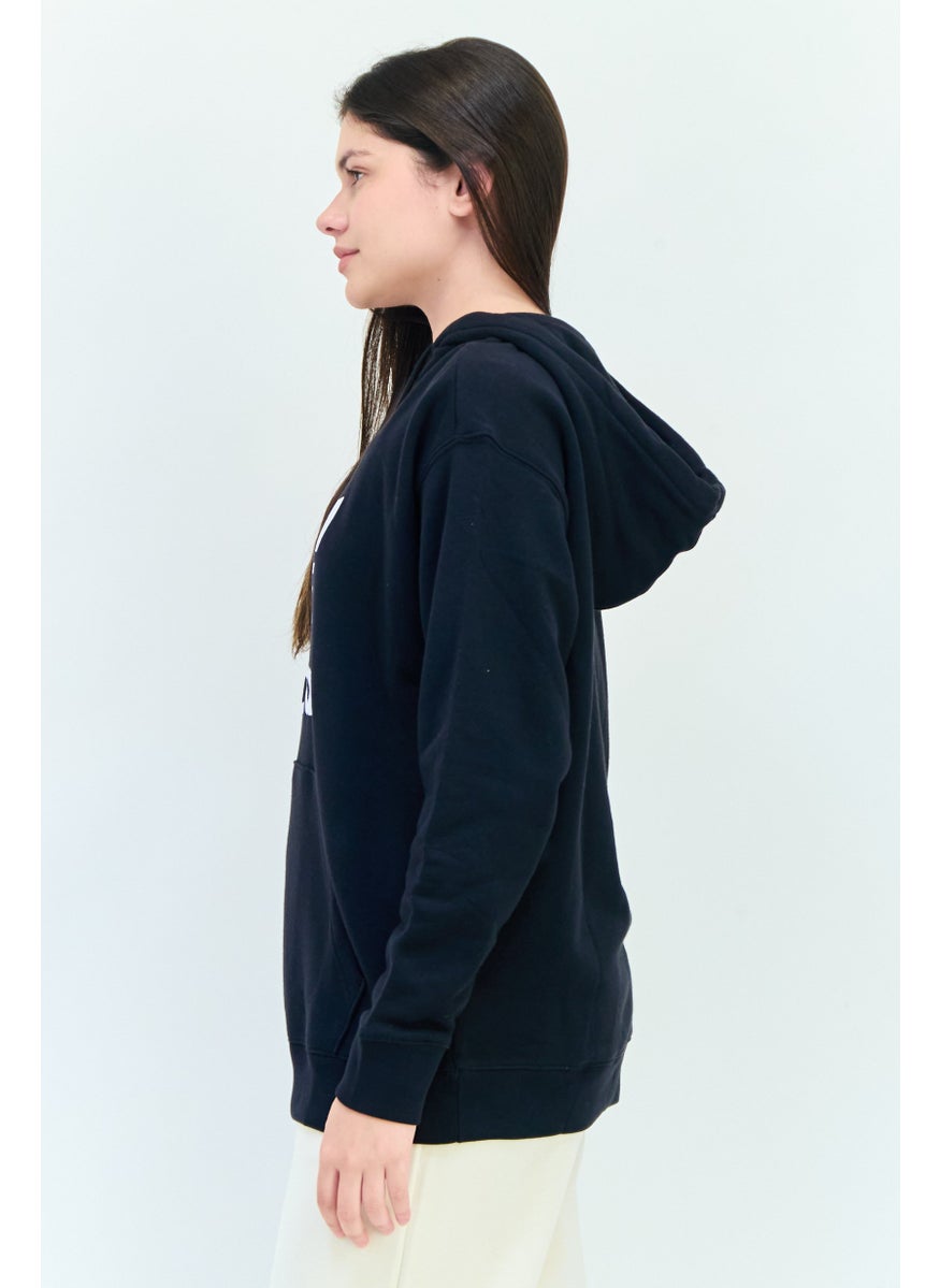 Women Sportswear Fit Long Sleeve Outdoor Hoodie, Black