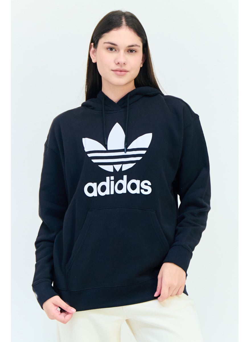 Women Sportswear Fit Long Sleeve Outdoor Hoodie, Black