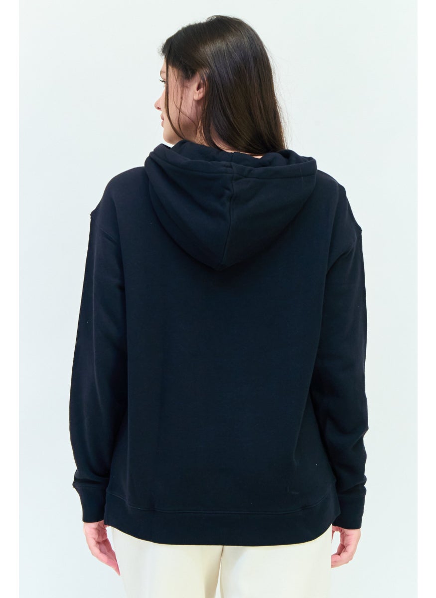 Women Sportswear Fit Long Sleeve Outdoor Hoodie, Black