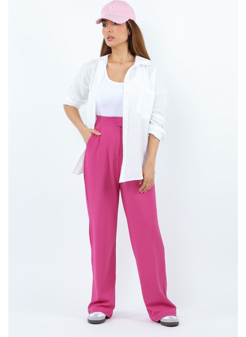 Line Women's Lycra Velcro Closure Fuchsia Palazzo Trousers