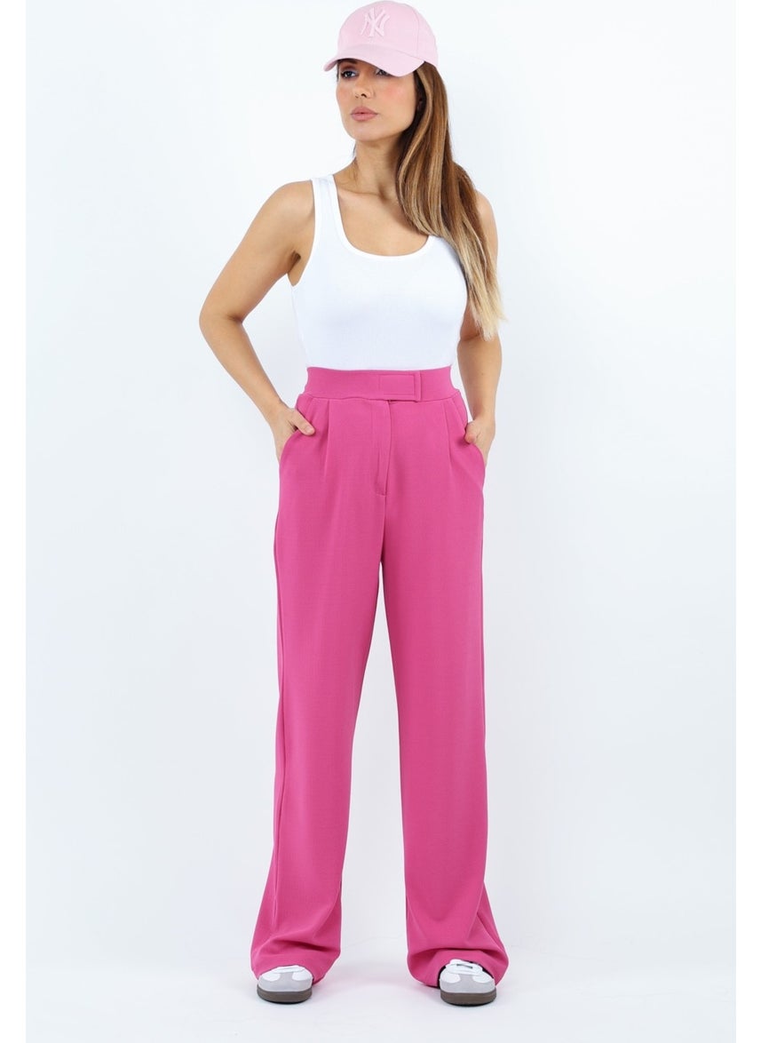 Line Women's Lycra Velcro Closure Fuchsia Palazzo Trousers