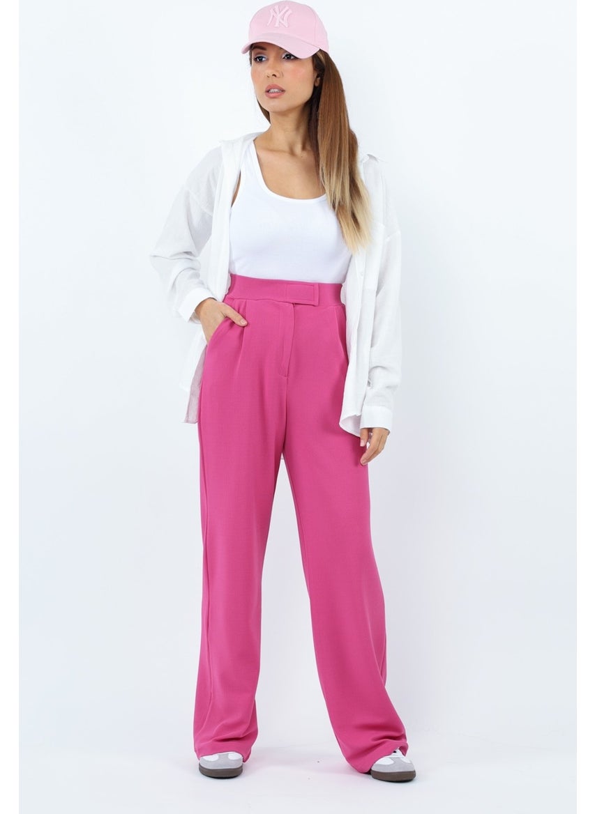 Line Women's Lycra Velcro Closure Fuchsia Palazzo Trousers