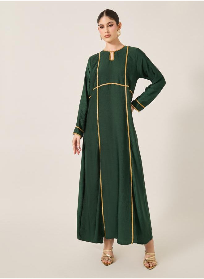 Lace Detail Keyhole Neck A-Line Jalabyia