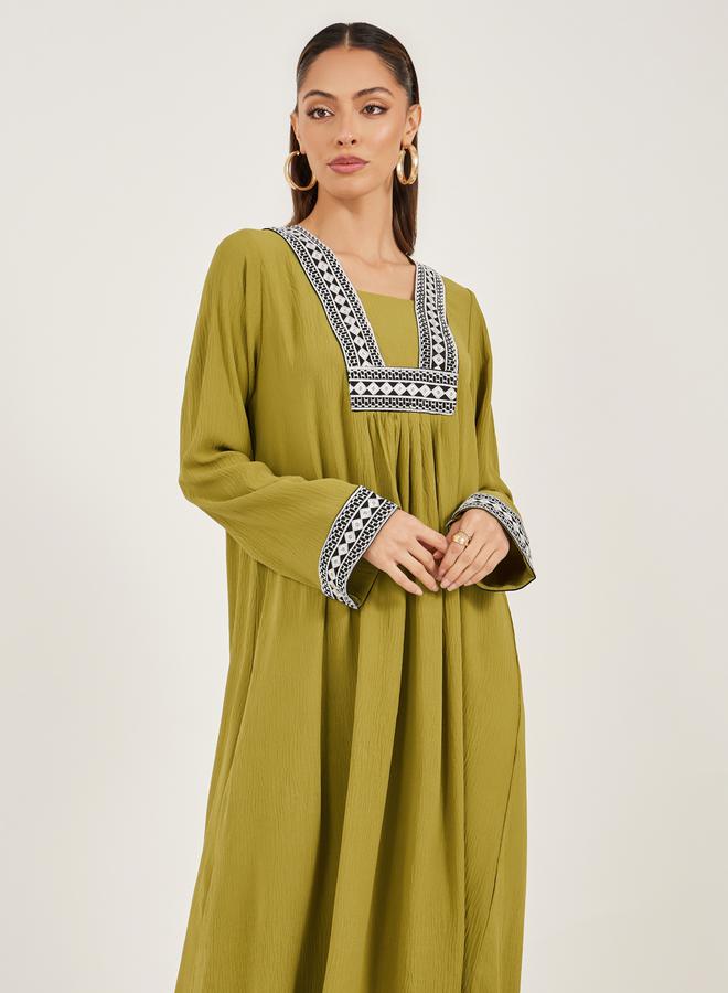 Embroidered Gathered A-Line Jalabiya