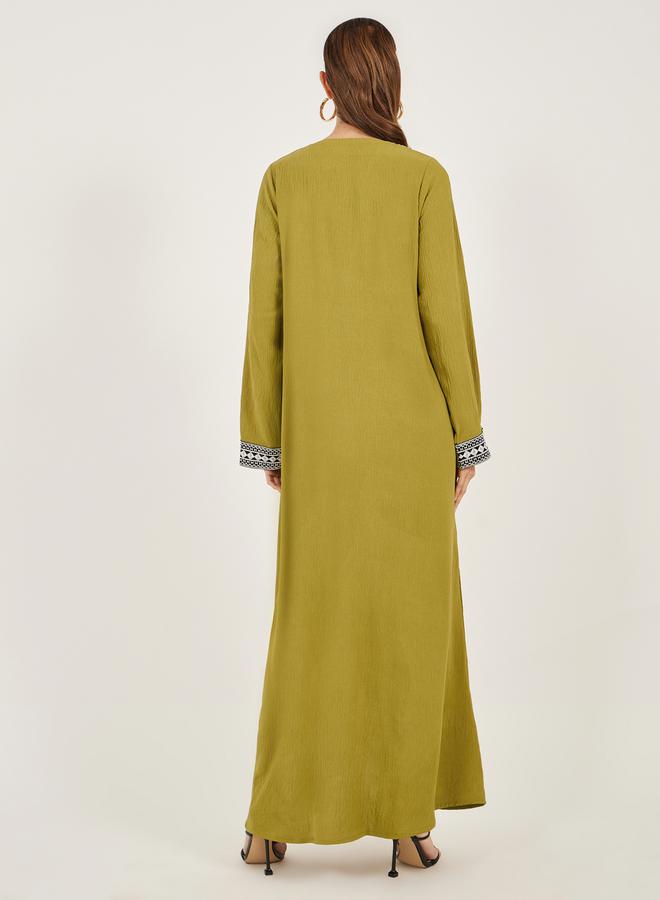 Embroidered Gathered A-Line Jalabiya