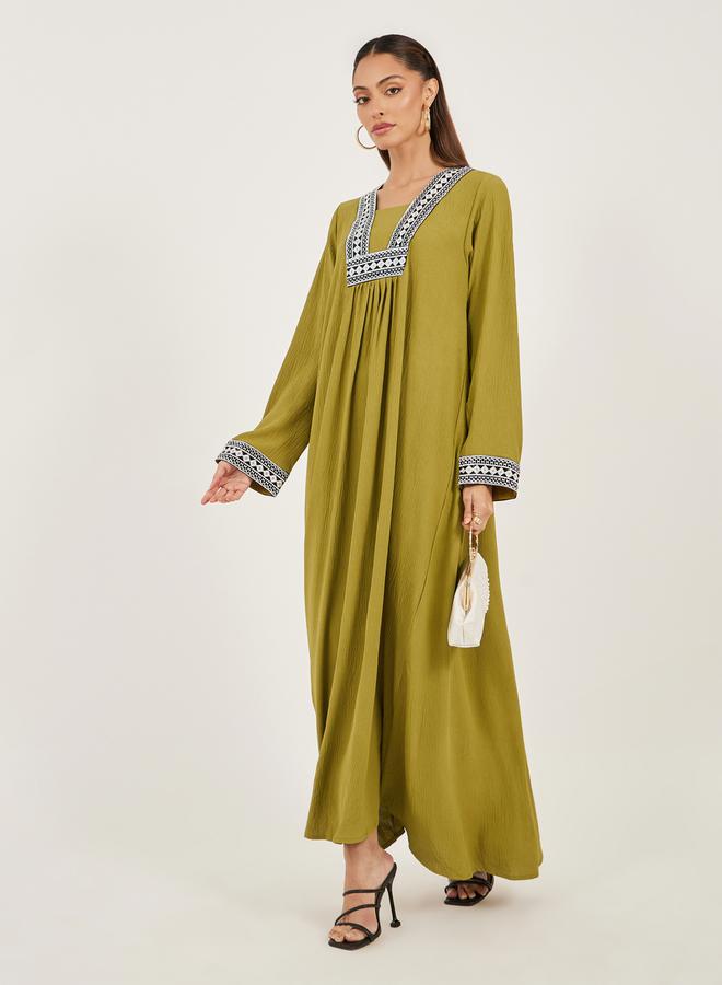 Embroidered Gathered A-Line Jalabiya