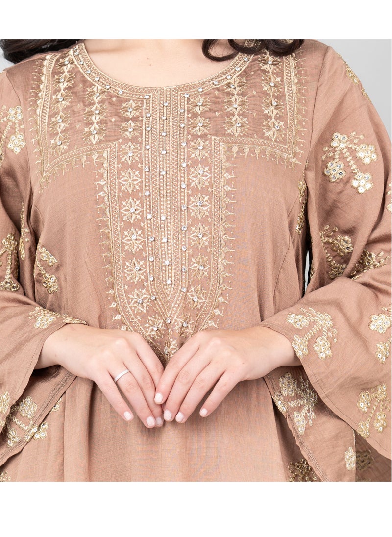 Radiant Embroidered Jalabiya IK1019 Brown