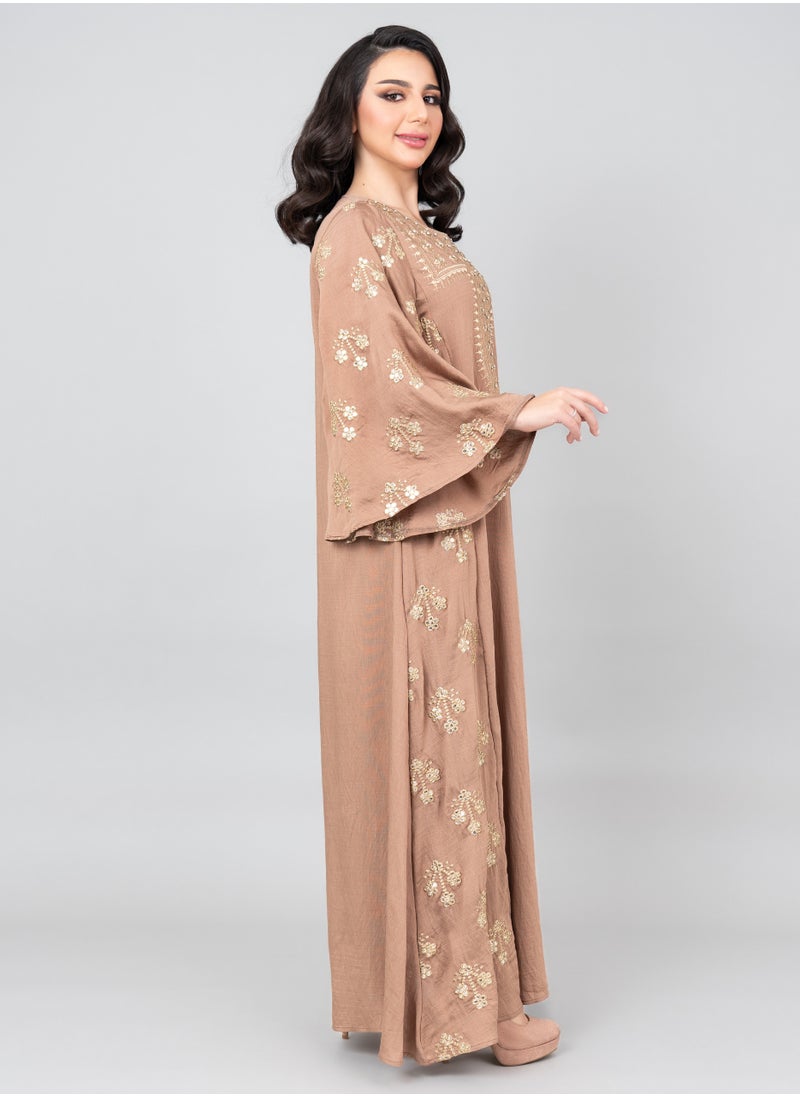 Radiant Embroidered Jalabiya IK1019 Brown