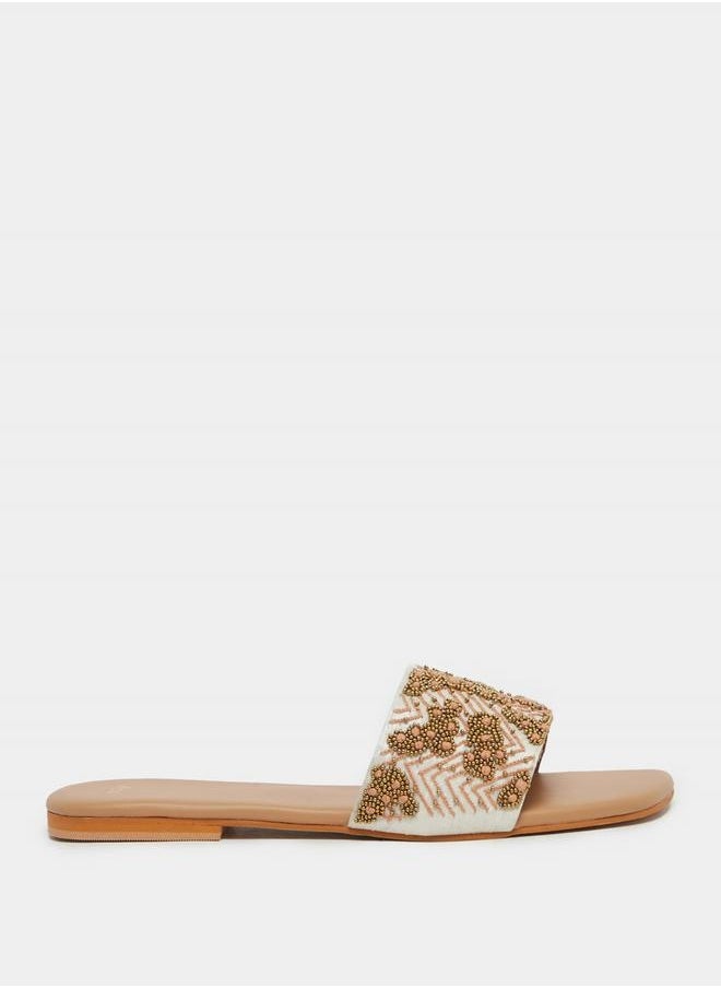 Embellished Flat Slip-On Sandals