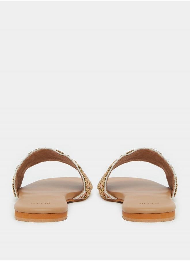 Embellished Flat Slip-On Sandals