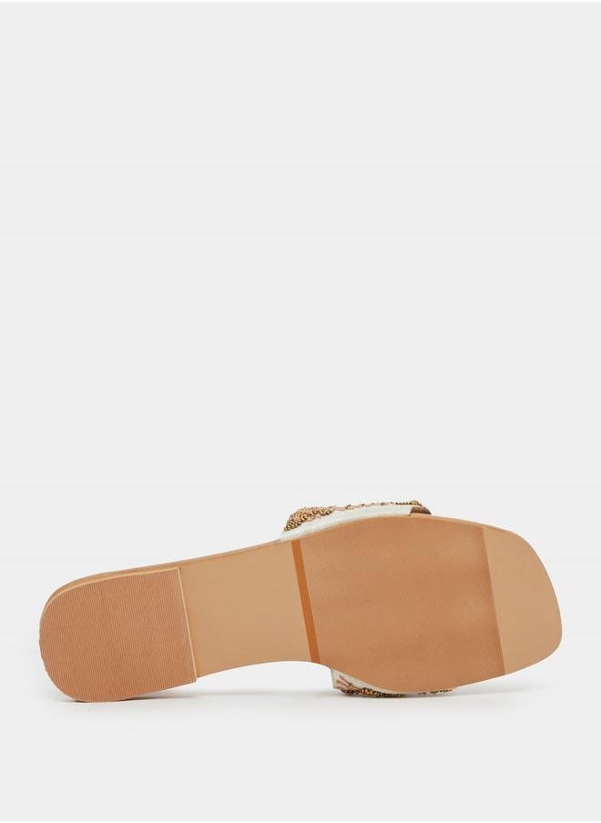Embellished Flat Slip-On Sandals