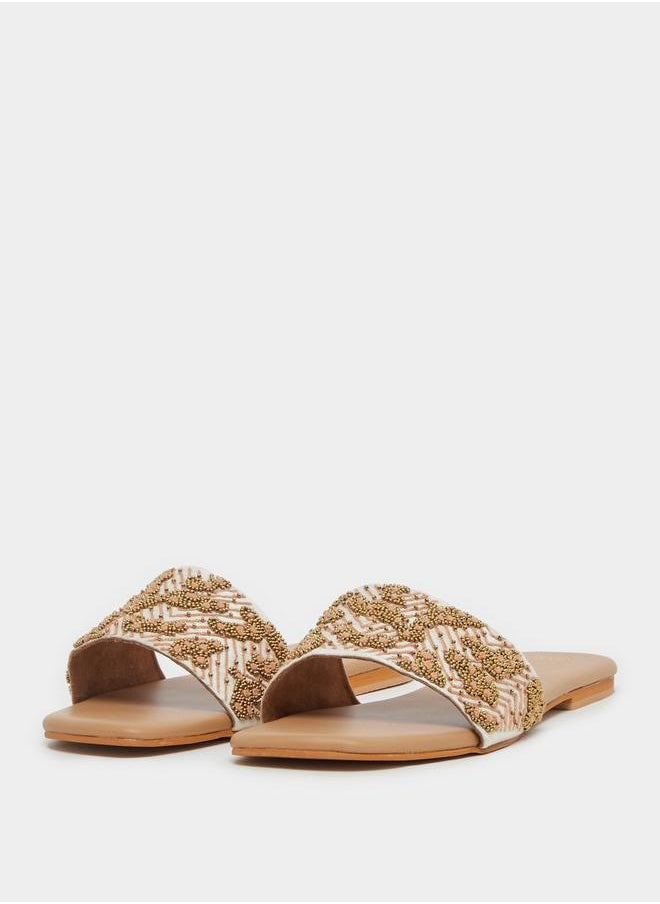 Embellished Flat Slip-On Sandals