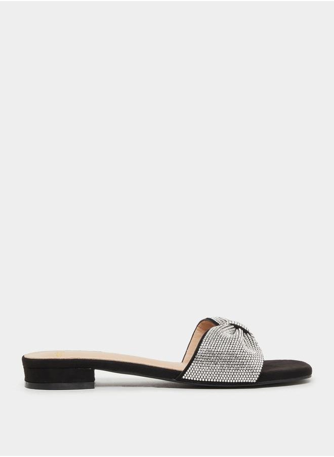 Embellished Ribbon Flat Sandals