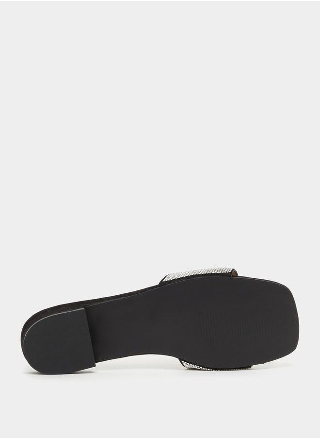 Styli Embellished Ribbon Flat Sandals