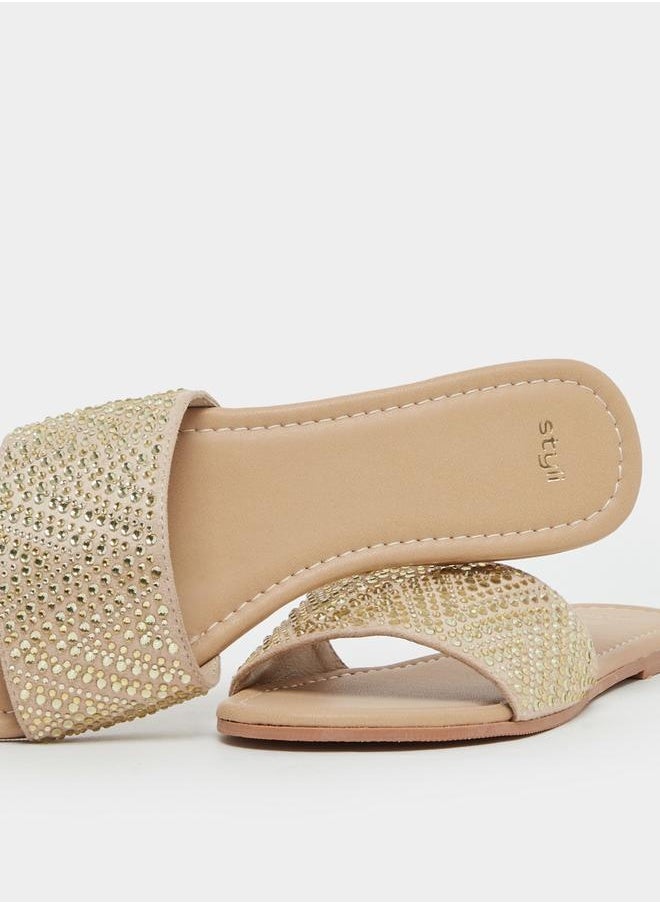 Embellished Slip-On Flat Sandals