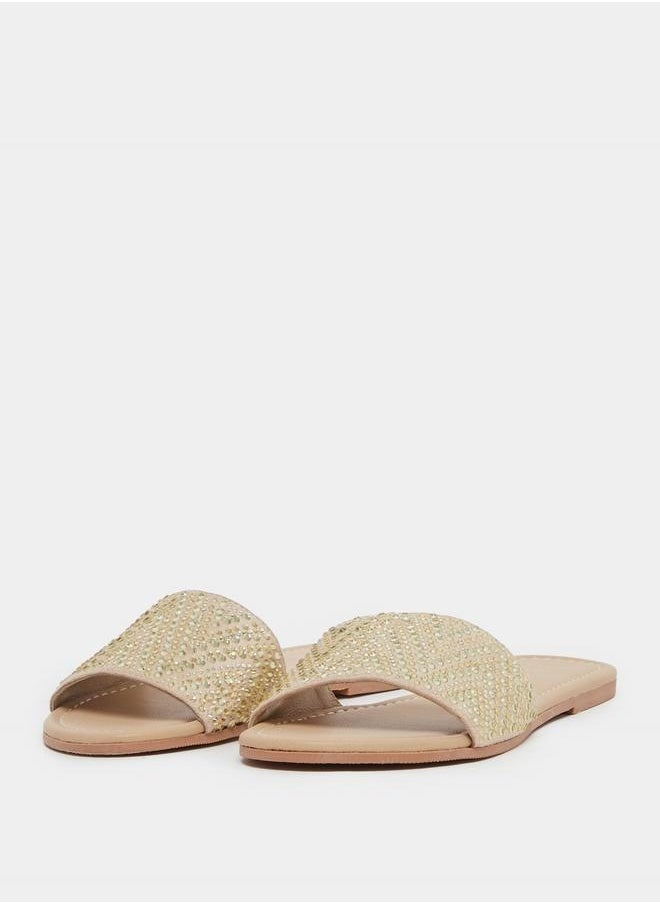 Embellished Slip-On Flat Sandals