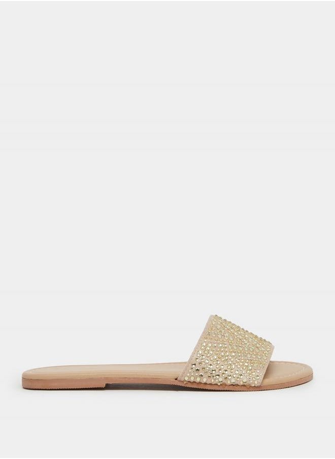 Embellished Slip-On Flat Sandals