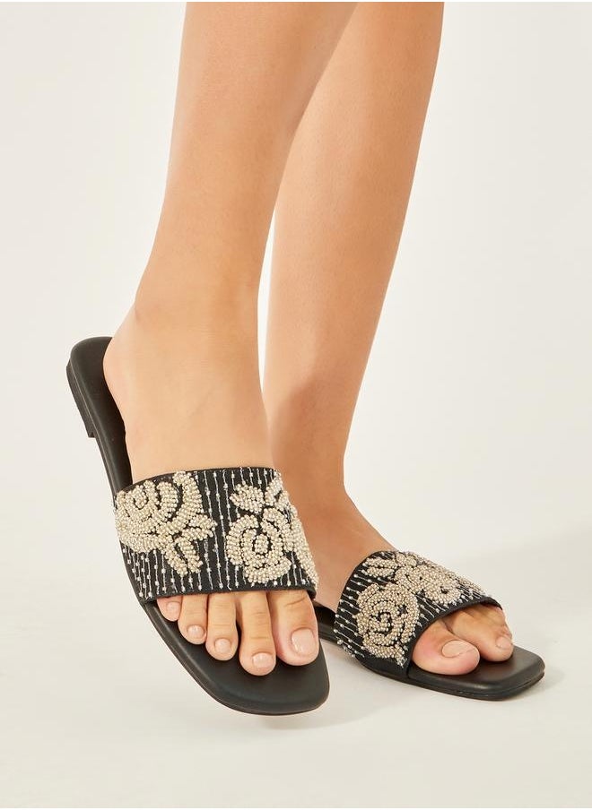 Embellished Slip-On Flat Sandals