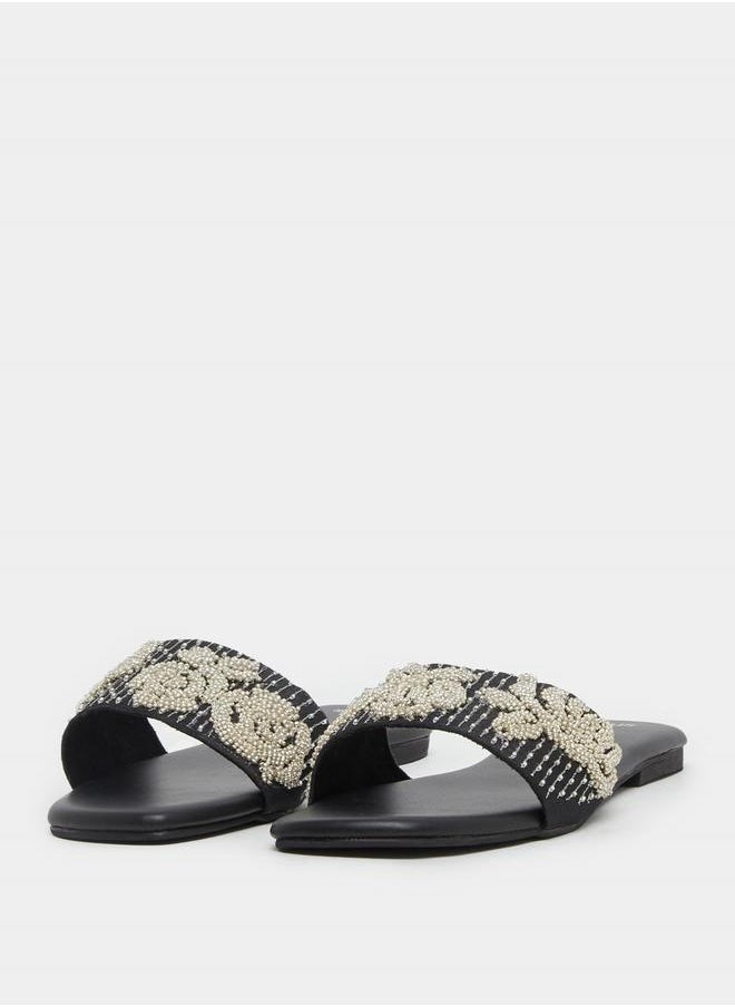Embellished Slip-On Flat Sandals
