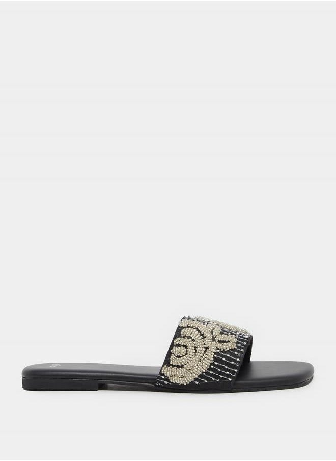 Embellished Slip-On Flat Sandals