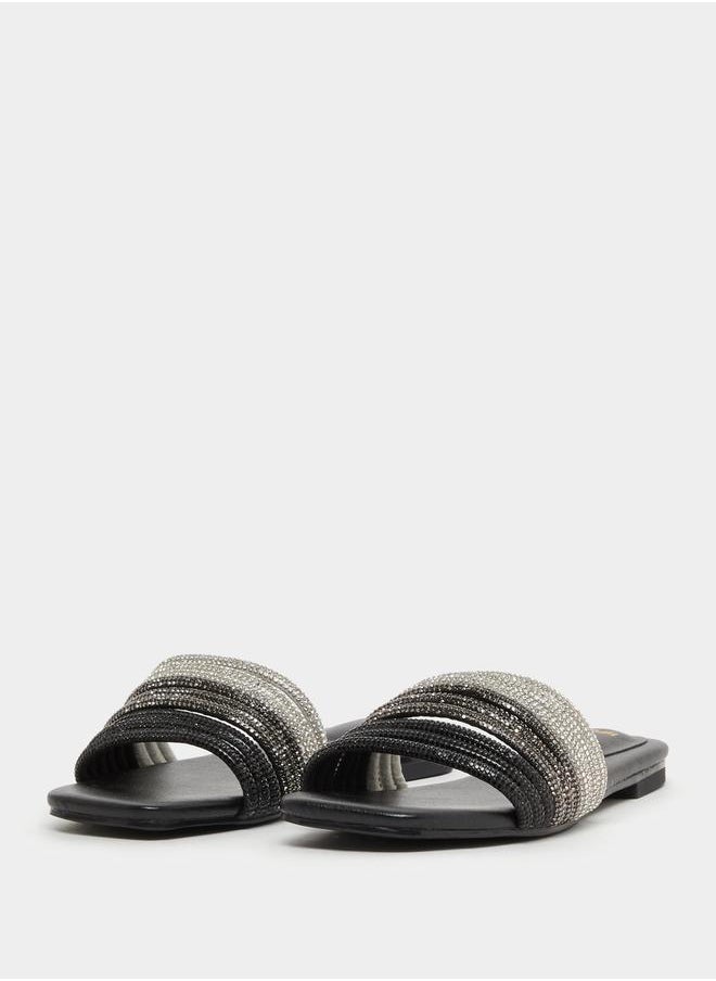 Embellished Multi Strap Flat Sandals