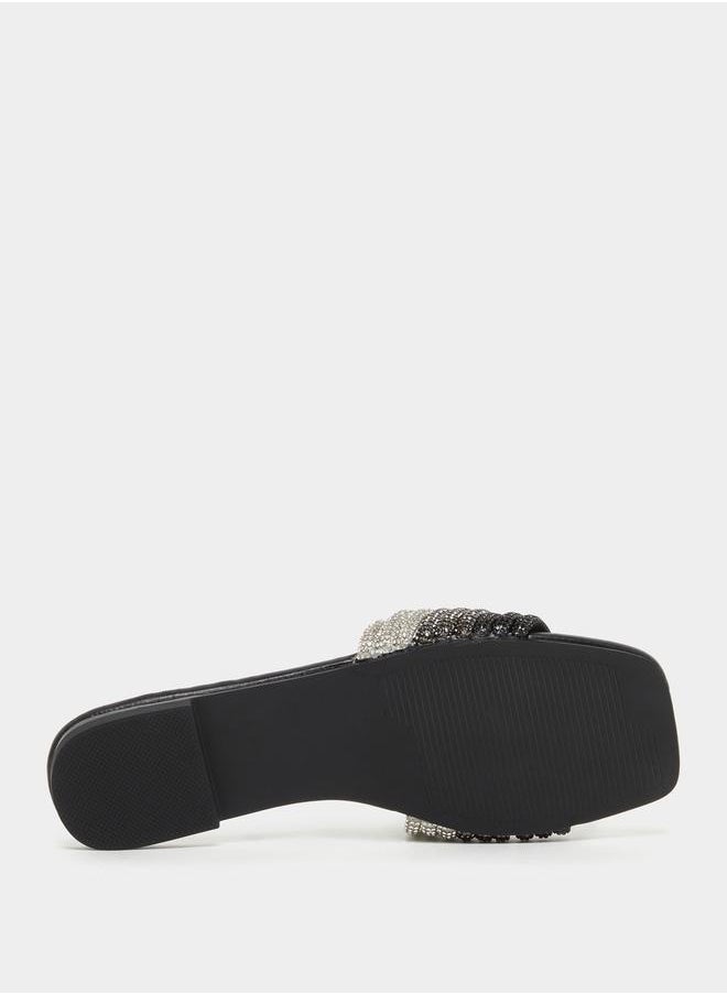 Embellished Multi Strap Flat Sandals
