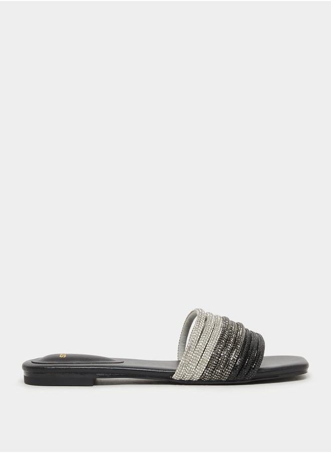 Embellished Multi Strap Flat Sandals