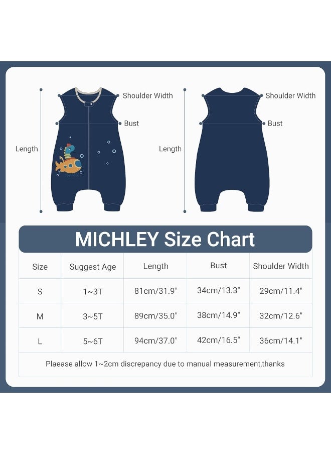 MICHLEY Kids Sleeveless Zipper Sleeping Bag, Autumn Winter Sleeping Sack Polyester Wearable Blankets for Boy Girl