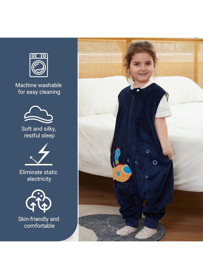 MICHLEY Kids Sleeveless Zipper Sleeping Bag, Autumn Winter Sleeping Sack Polyester Wearable Blankets for Boy Girl