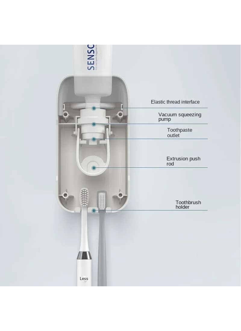 SKOFRI Automatic Toothpaste Dispenser Squeezer with Toothbrush Holder Wall Mounted Bathroom Accessory Sets Toothpaste Squeezer for Home Washroom 1Pcs
