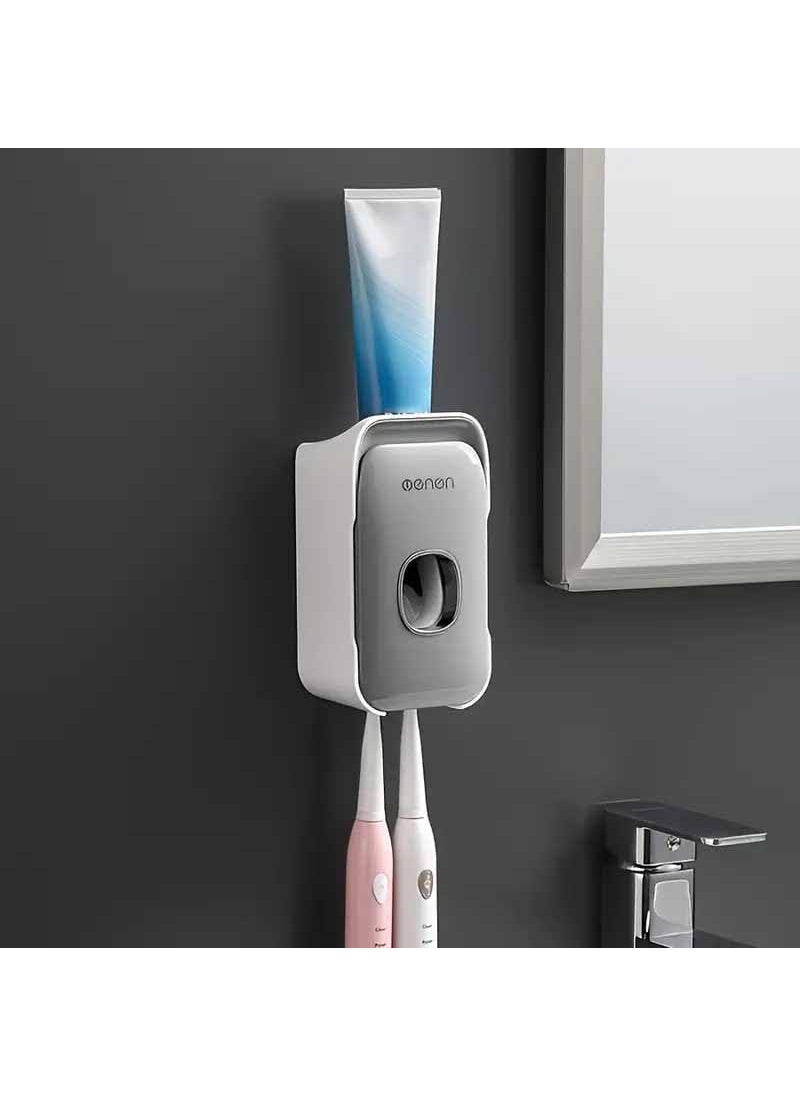 SKOFRI Automatic Toothpaste Dispenser Squeezer with Toothbrush Holder Wall Mounted Bathroom Accessory Sets Toothpaste Squeezer for Home Washroom 1Pcs