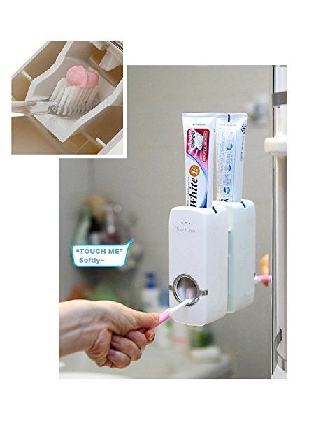 plenzo Automatic Toothpaste Dispenser and Tooth Brush Holder Set