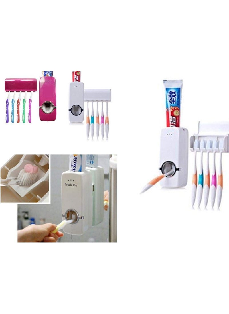 plenzo Automatic Toothpaste Dispenser and Tooth Brush Holder Set