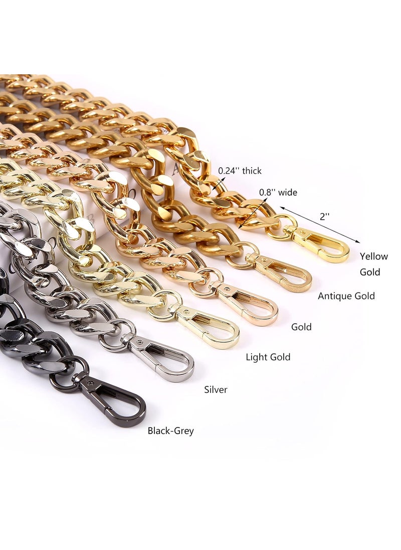 25 Inch Trendy Chunky Metal Chain Purse Handle Shoulder Strap Replacement for Handbag Yellow Gold