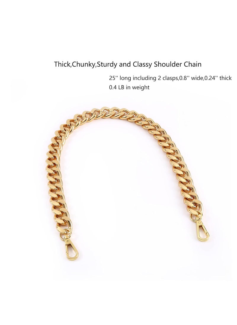 25 Inch Trendy Chunky Metal Chain Purse Handle Shoulder Strap Replacement for Handbag Yellow Gold