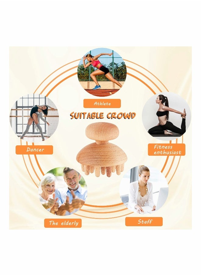 2 Pieces Wooden Therapy Mushroom Massager Set for Relaxation and Pain Relief