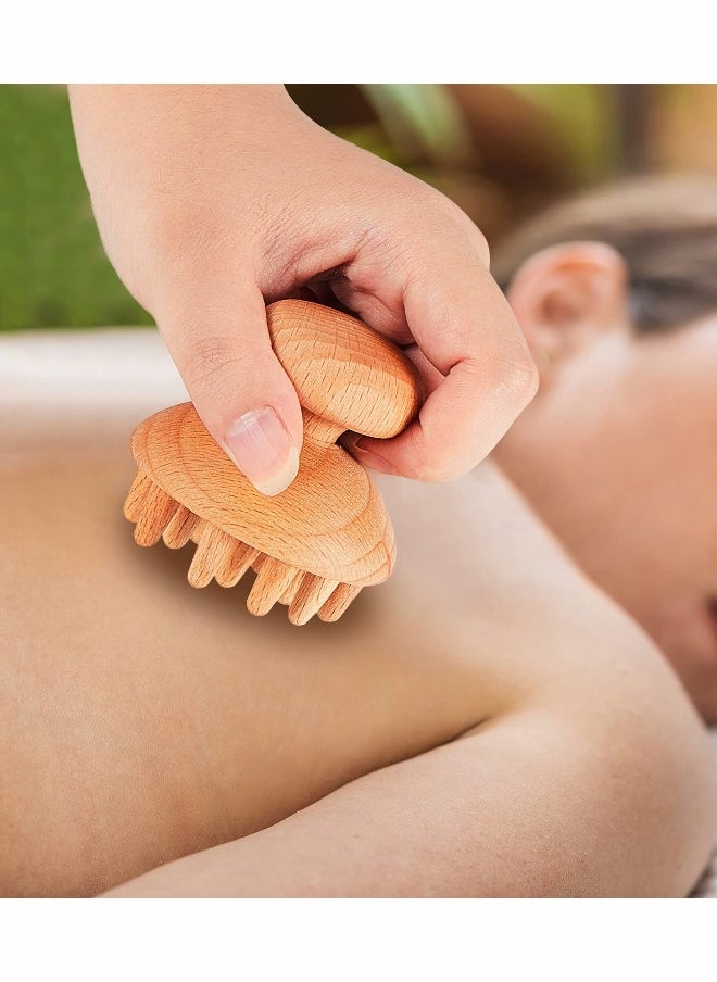 2 Pieces Wooden Therapy Mushroom Massager Set for Relaxation and Pain Relief