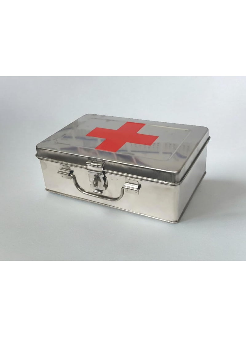 Jayco Stainless Steel Empty First Aid BoxSS Medicines Storage Peti 8 L x 5 W x 275 H