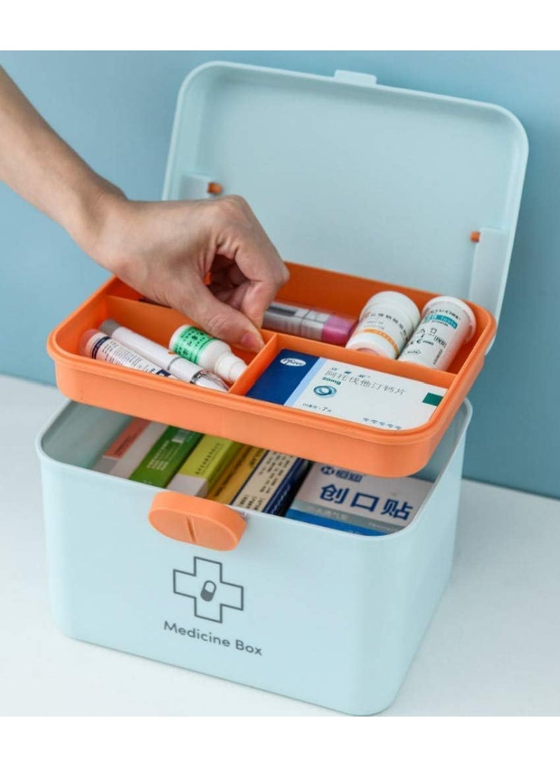TRADY Medico First Aid Box Plastic Emergency Medicine Box Medical Box Multi Purpose Box Multi Utility Storage with HandleFamily First Aid Kit Double Layers Medicine Organiser Box