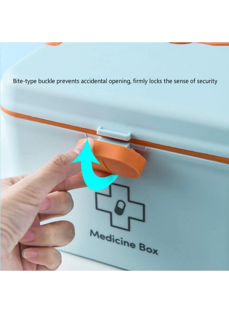 TRADY Medico First Aid Box Plastic Emergency Medicine Box Medical Box Multi Purpose Box Multi Utility Storage with HandleFamily First Aid Kit Double Layers Medicine Organiser Box