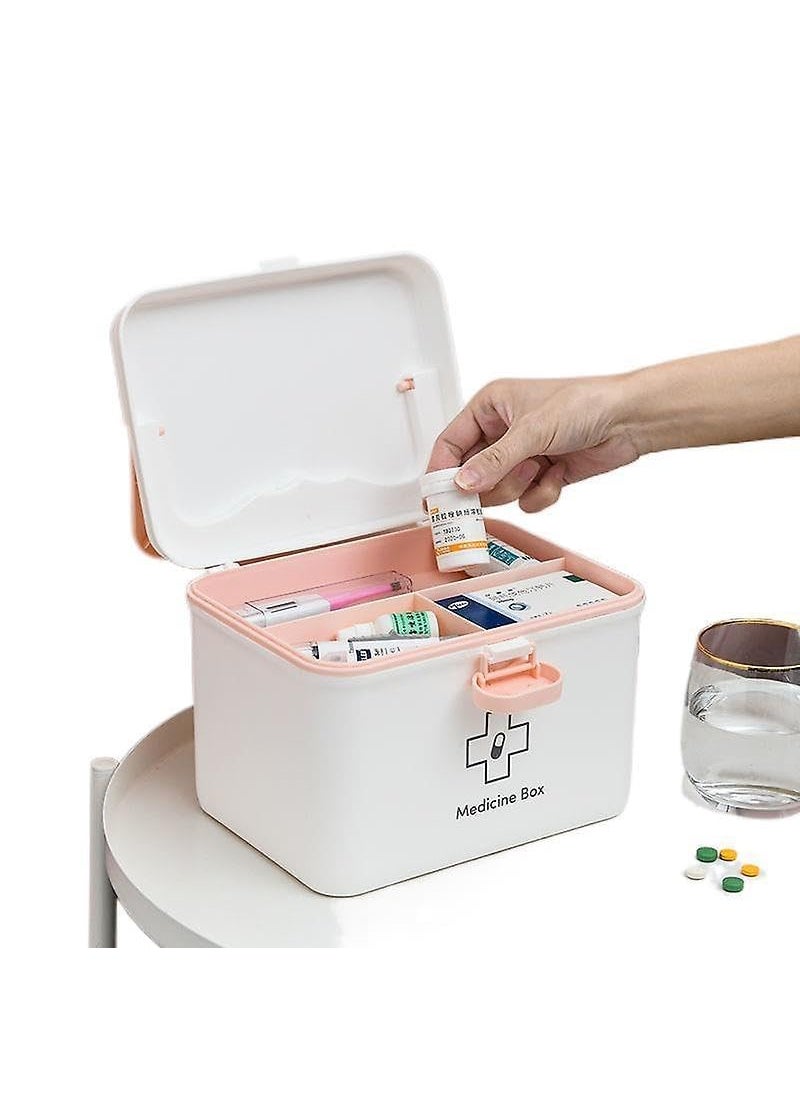 TRADY Medico First Aid Box Plastic Emergency Medicine Box Medical Box Multi Purpose Box Multi Utility Storage with HandleFamily First Aid Kit Double Layers Medicine Organiser Box