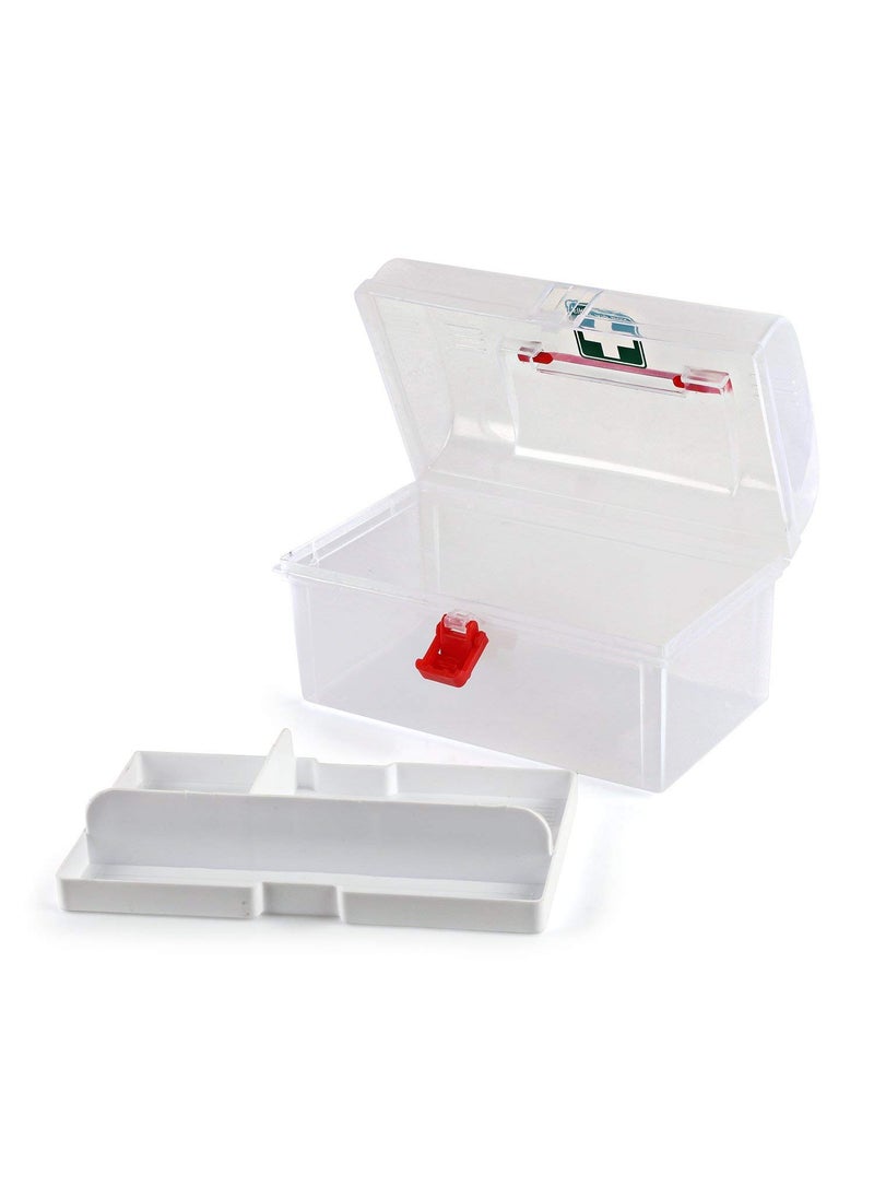 HARIVAR MART Portable Rectangular Emergency Medicine Storage Box First Aid Kit with Detachable Tray and Lid and Handle Multicolour 235 x 153 x 14 cm