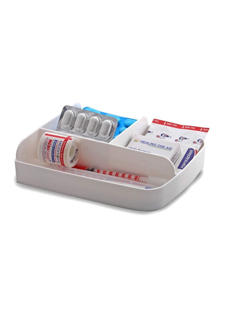HARIVAR MART Portable Rectangular Emergency Medicine Storage Box First Aid Kit with Detachable Tray and Lid and Handle Multicolour 235 x 153 x 14 cm