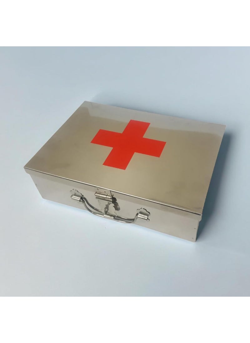 Jayco Stainless Steel Empty First Aid BoxSS Medicines Storage Peti 12 L x 9 W x 3 H