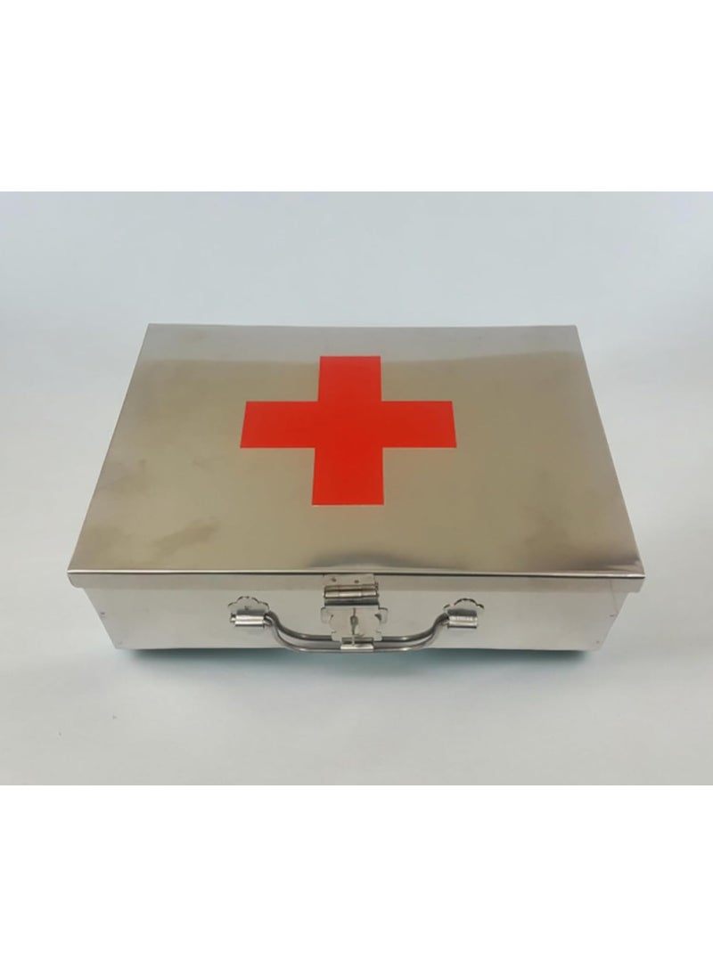 Jayco Stainless Steel Empty First Aid BoxSS Medicines Storage Peti 12 L x 9 W x 3 H