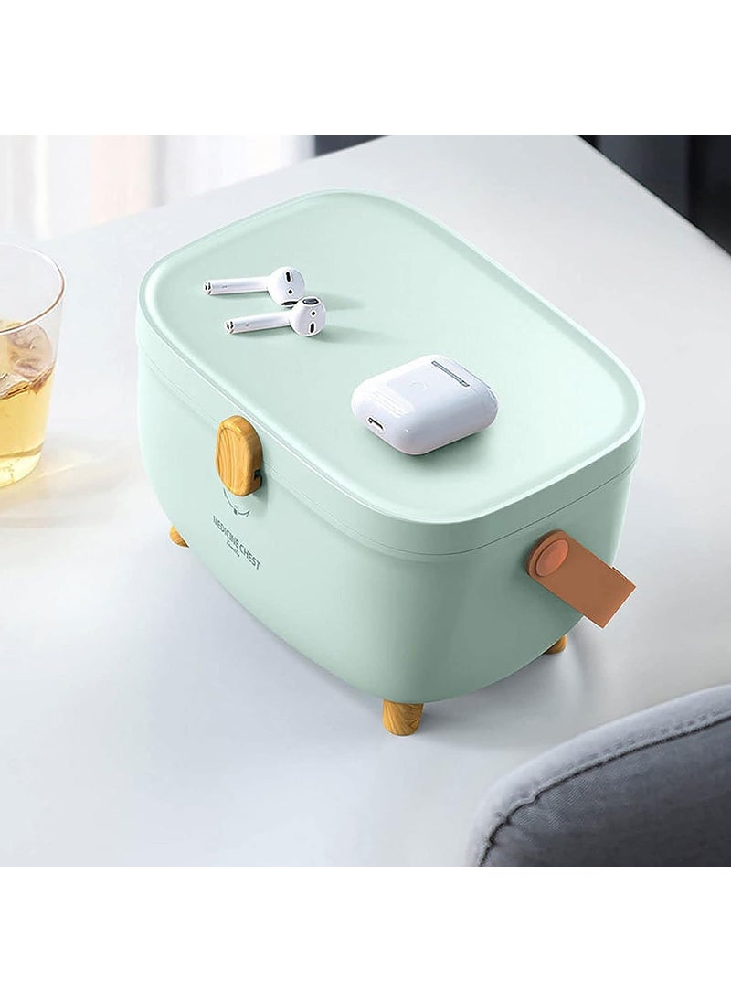LEVGRY Medicine Storage Box Oval Medicine Box Organizer Storage Plastic First Aid Container Bin with Removable Tray and Portable Handle Family Emergency Medicine Kit Case Organizer for Office