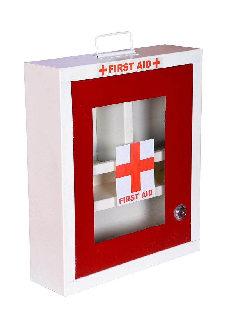 Sanmark First Aid Kit Box Emergency Medical Box Heavy Metal With Wall Mount And Handle For School Office Home Shops Cinema Hall Red Ivory