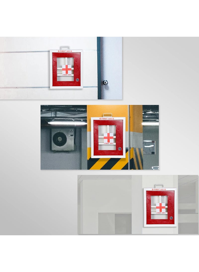 Sanmark First Aid Kit Box Emergency Medical Box Heavy Metal With Wall Mount And Handle For School Office Home Shops Cinema Hall Red Ivory
