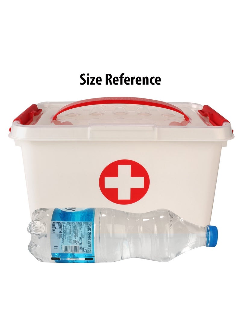 PYU ENJOY SHOPPING Rectangular Double Layers Portable Medicine Family Emergency Kit Storage Box Organizer with Compartments with Clear Cover White Standard