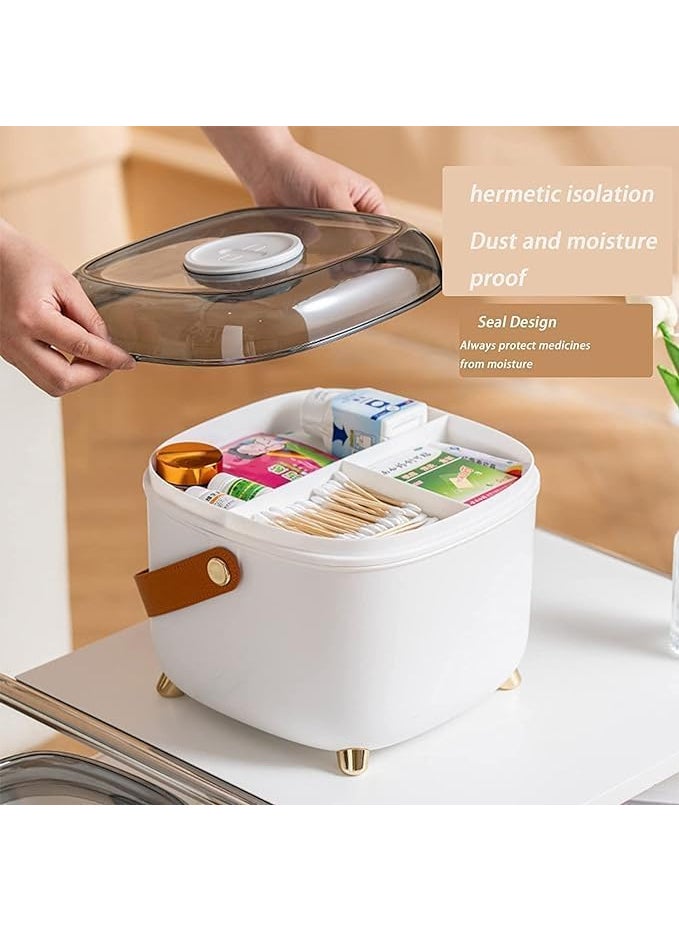 Humongous Medical Box First Aid Empty Medicine Storage BoxOrganizerAttached HandleFamily Emergency KitDetachable TrayEasily Accessible with a Transparent Lockable Lid New Green